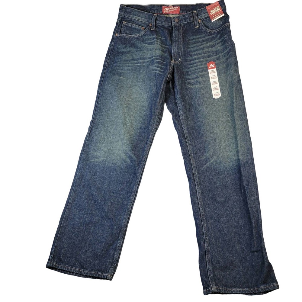 Arizona Relaxed Straight Jeans Men's Size 34 x 30 Dark Wash Blue NWT